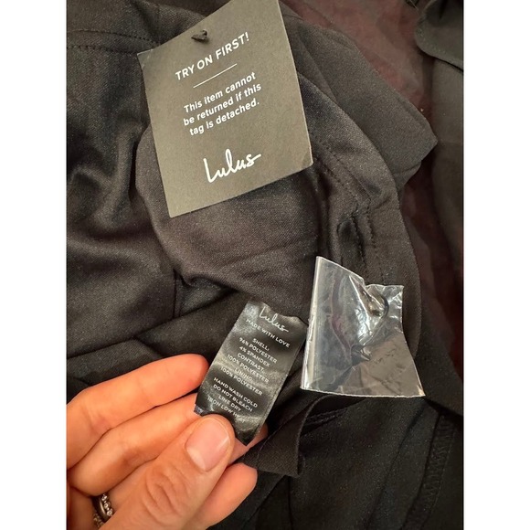 Lulus Black Sheer Sleeve Mini Dress Size L Party Cocktail - Picture 9 of 11